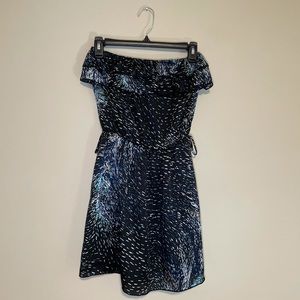 Strapless Ruffle Printed Dress